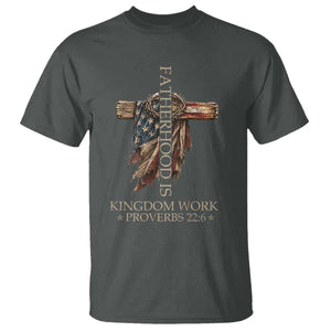 Fatherhood Is Kingdom Work T Shirt Vintage American Flag Christian Dad Gift