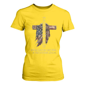 Fatherhood Is Kingdom Work T Shirt For Women Vintage American Flag Christian Dad Gift