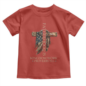 Fatherhood Is Kingdom Work Toddler T Shirt Vintage American Flag Christian Dad Gift