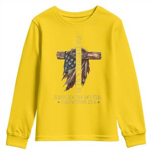 Fatherhood Is Kingdom Work Youth Sweatshirt Vintage American Flag Christian Dad Gift
