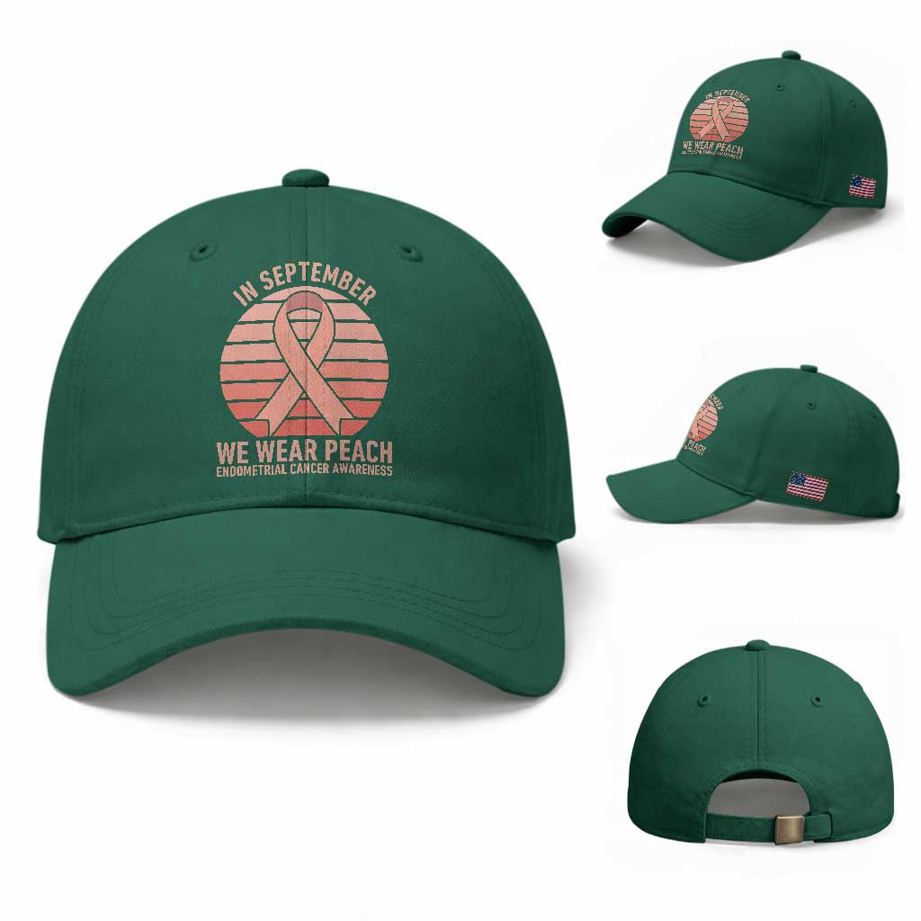 In September We Wear Peach Baseball Cap Endometrial Cancer Awareness Support