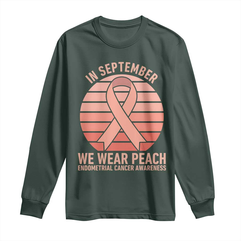 In September We Wear Peach Long Sleeve Shirt Endometrial Cancer Awareness Support