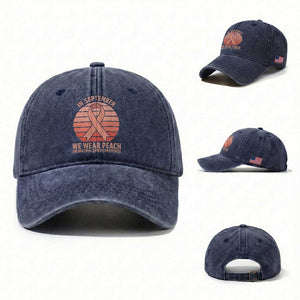 In September We Wear Peach Washed Cotton Baseball Cap Endometrial Cancer Awareness Support