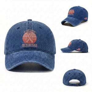 In September We Wear Peach Washed Cotton Baseball Cap Endometrial Cancer Awareness Support