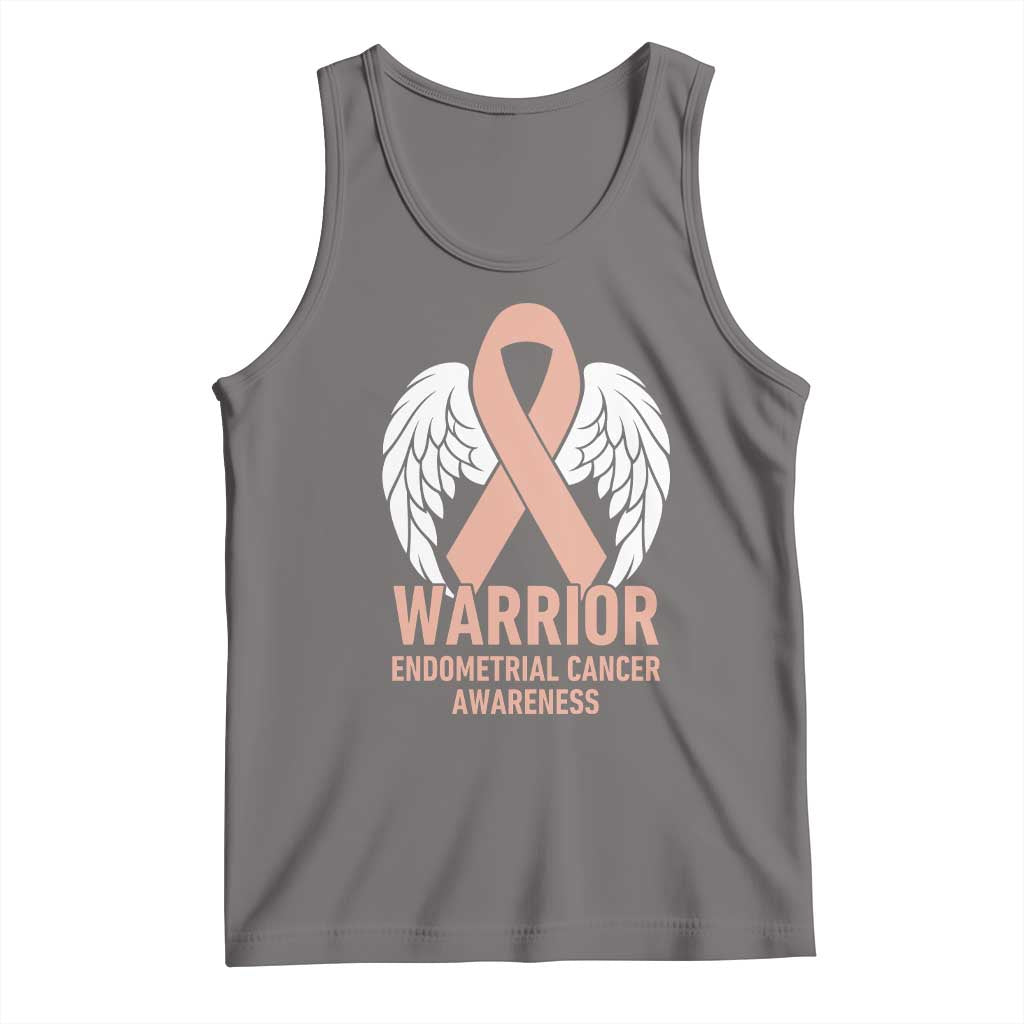 Endometrial Cancer Warrior Tank Top Peach Ribbon Angel Wings Support