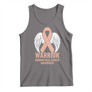 Endometrial Cancer Warrior Tank Top Peach Ribbon Angel Wings Support