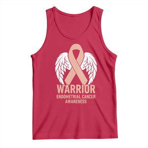 Endometrial Cancer Warrior Tank Top Peach Ribbon Angel Wings Support