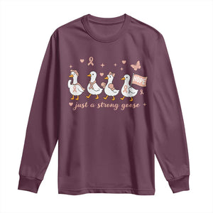 Funny Endometrial Cancer Goose Long Sleeve Shirt Just A Strong Goose