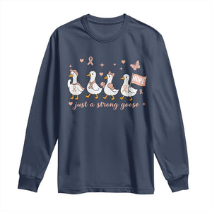 Funny Endometrial Cancer Goose Long Sleeve Shirt Just A Strong Goose