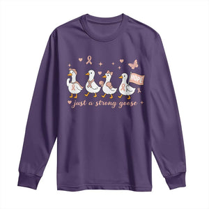 Funny Endometrial Cancer Goose Long Sleeve Shirt Just A Strong Goose