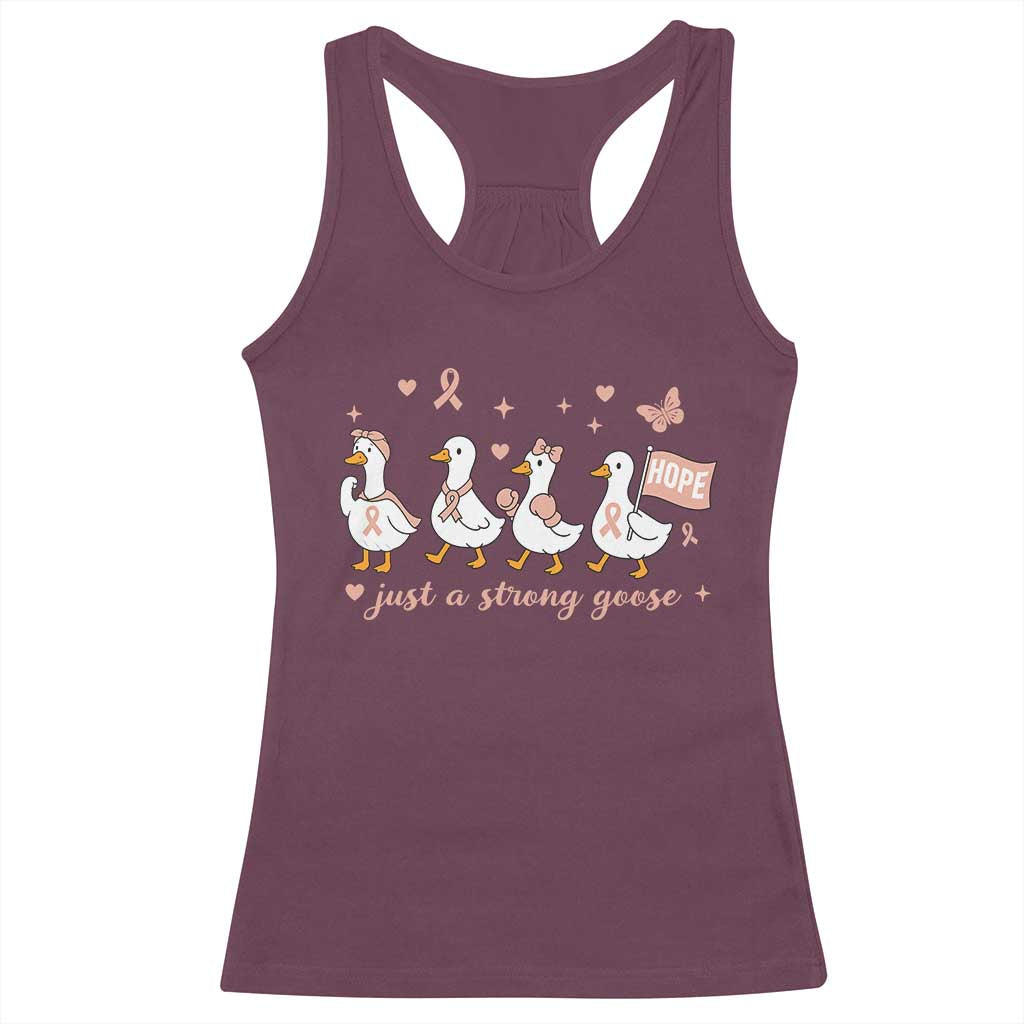 Funny Endometrial Cancer Goose Racerback Tank Top Just A Strong Goose