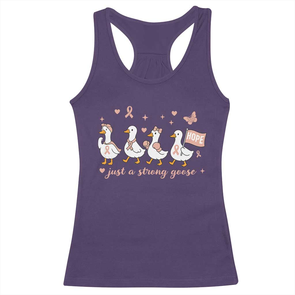Funny Endometrial Cancer Goose Racerback Tank Top Just A Strong Goose