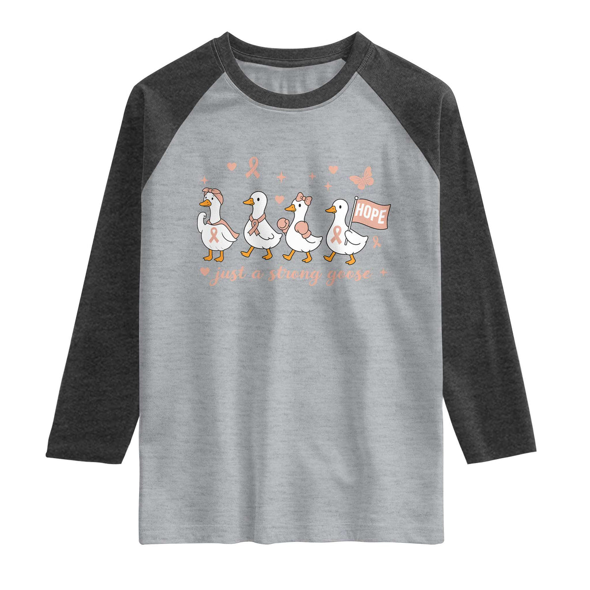 Funny Endometrial Cancer Goose Raglan Shirt Just A Strong Goose
