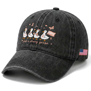 Funny Endometrial Cancer Goose Washed Cotton Baseball Cap Just A Strong Goose