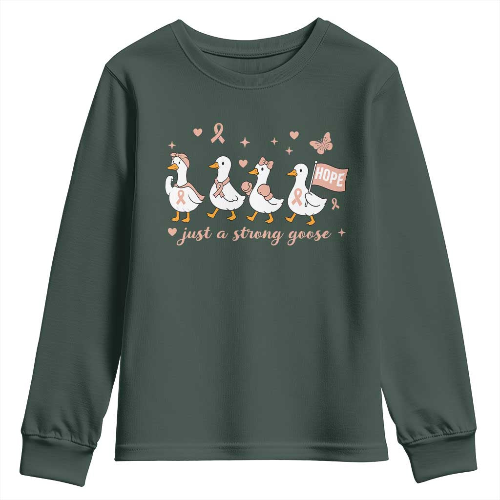 Funny Endometrial Cancer Goose Youth Sweatshirt Just A Strong Goose