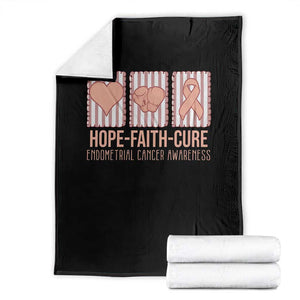 Endometrial Cancer Awareness Throw Blanket Hope Faith Cure Peach Ribbon