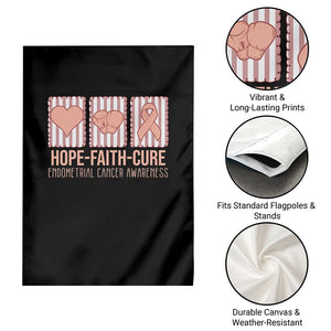 Endometrial Cancer Awareness Garden Flag Hope Faith Cure Peach Ribbon