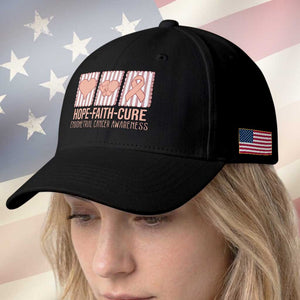Endometrial Cancer Awareness Baseball Cap Hope Faith Cure Peach Ribbon