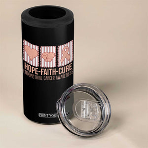 Endometrial Cancer Awareness 4 in 1 Can Cooler Tumbler Hope Faith Cure Peach Ribbon