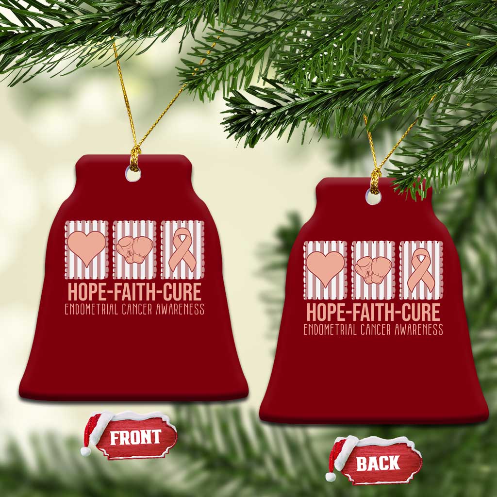 Endometrial Cancer Awareness Ceramic Ornament Hope Faith Cure Peach Ribbon