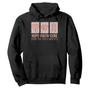 Endometrial Cancer Awareness Hoodie Hope Faith Cure Peach Ribbon