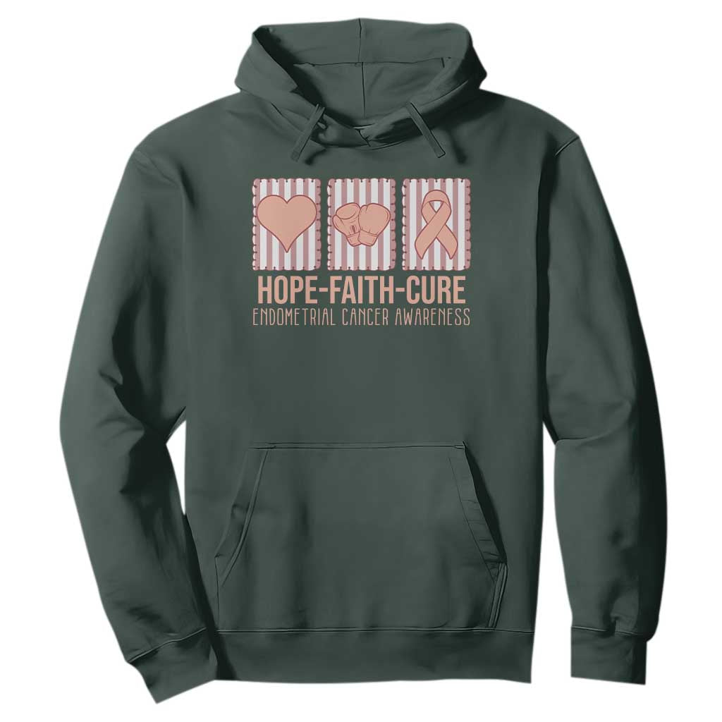 Endometrial Cancer Awareness Hoodie Hope Faith Cure Peach Ribbon