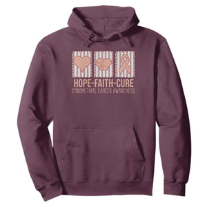 Endometrial Cancer Awareness Hoodie Hope Faith Cure Peach Ribbon