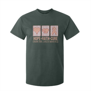Endometrial Cancer Awareness T Shirt For Kid Hope Faith Cure Peach Ribbon