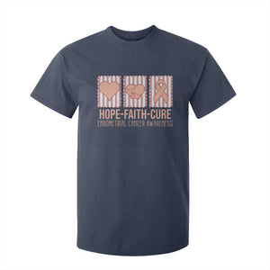 Endometrial Cancer Awareness T Shirt For Kid Hope Faith Cure Peach Ribbon