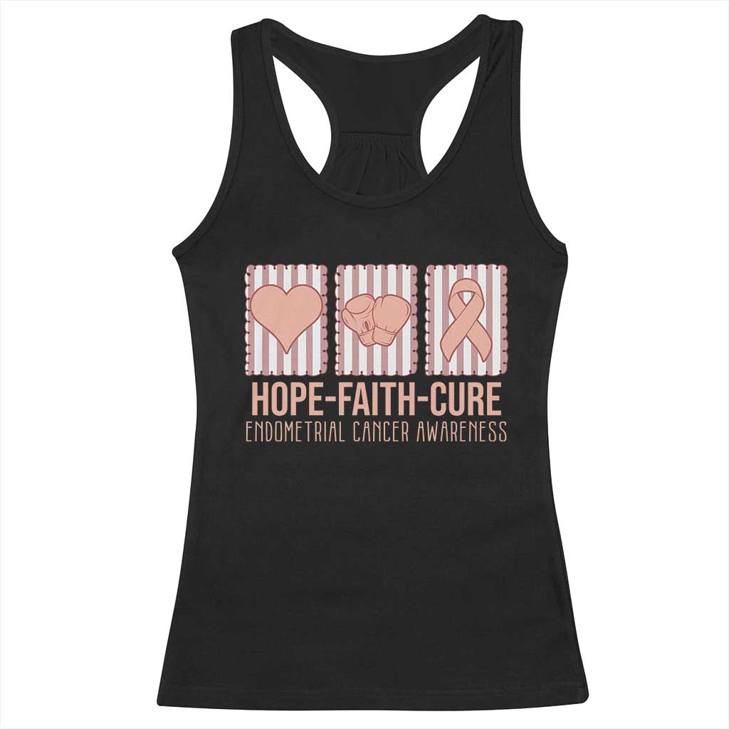 Endometrial Cancer Awareness Racerback Tank Top Hope Faith Cure Peach Ribbon TS12 Black Print Your Wear