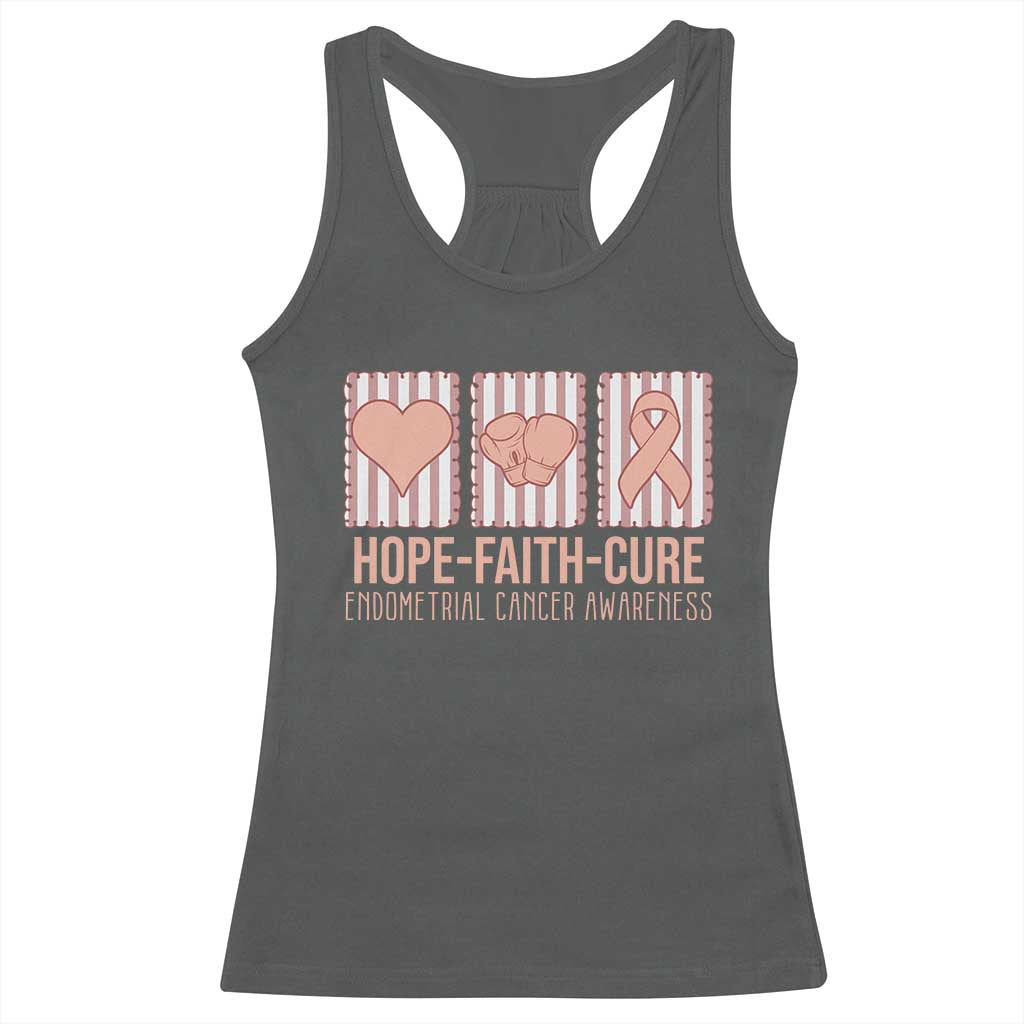 Endometrial Cancer Awareness Racerback Tank Top Hope Faith Cure Peach Ribbon