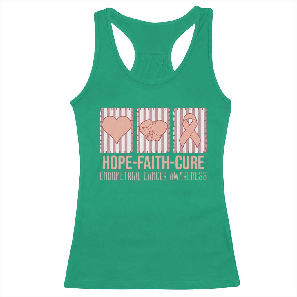 Endometrial Cancer Awareness Racerback Tank Top Hope Faith Cure Peach Ribbon