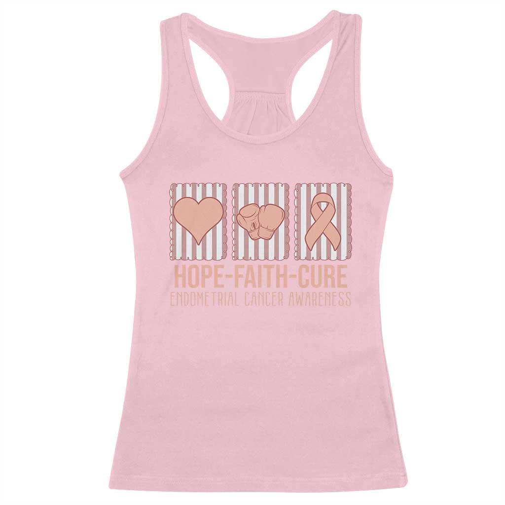 Endometrial Cancer Awareness Racerback Tank Top Hope Faith Cure Peach Ribbon