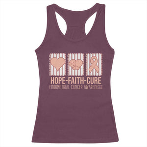 Endometrial Cancer Awareness Racerback Tank Top Hope Faith Cure Peach Ribbon