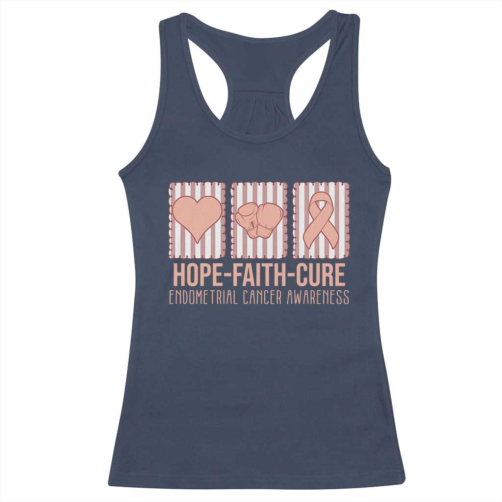 Endometrial Cancer Awareness Racerback Tank Top Hope Faith Cure Peach Ribbon