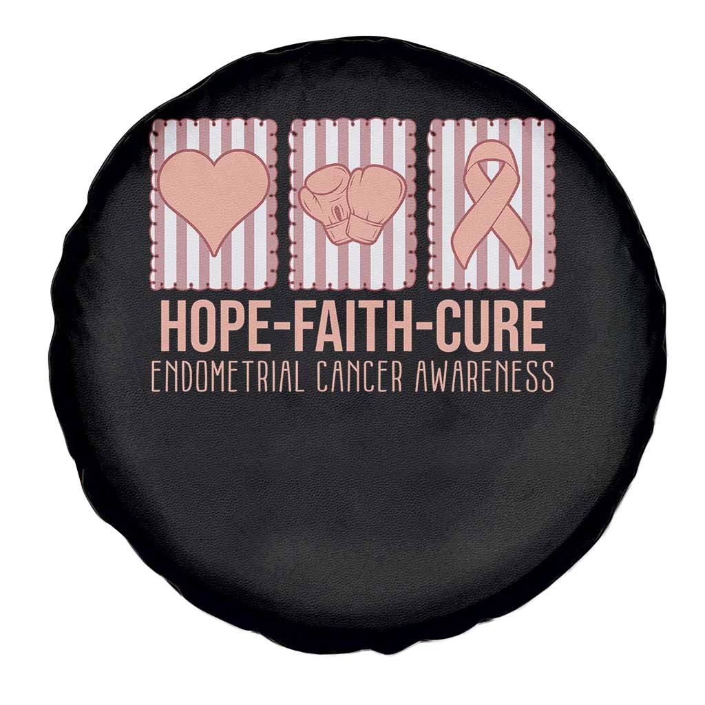 Endometrial Cancer Awareness Spare Tire Cover Hope Faith Cure Peach Ribbon