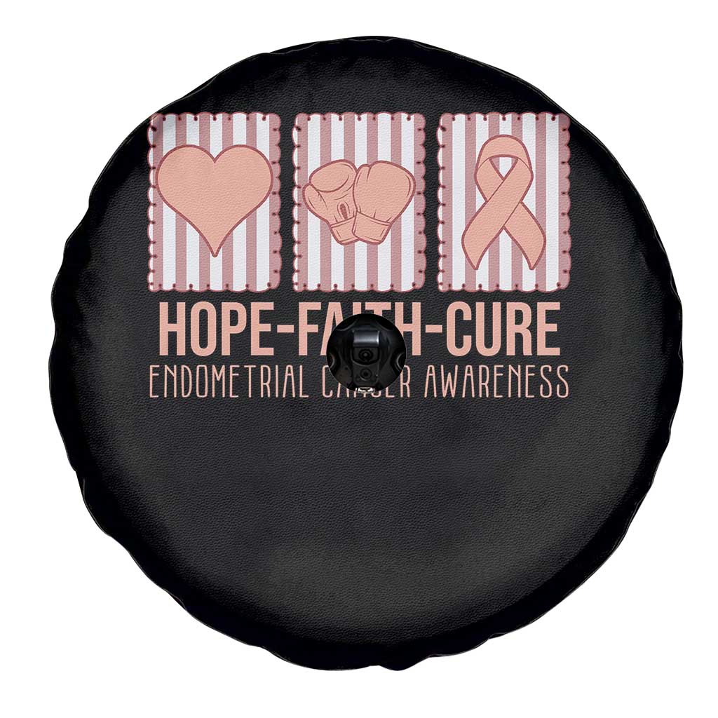 Endometrial Cancer Awareness Spare Tire Cover Hope Faith Cure Peach Ribbon