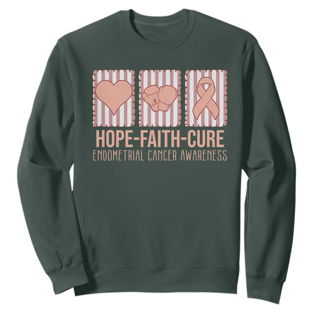 Endometrial Cancer Awareness Sweatshirt Hope Faith Cure Peach Ribbon