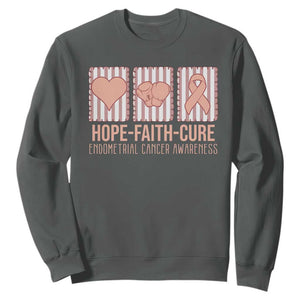 Endometrial Cancer Awareness Sweatshirt Hope Faith Cure Peach Ribbon