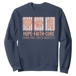 Endometrial Cancer Awareness Sweatshirt Hope Faith Cure Peach Ribbon