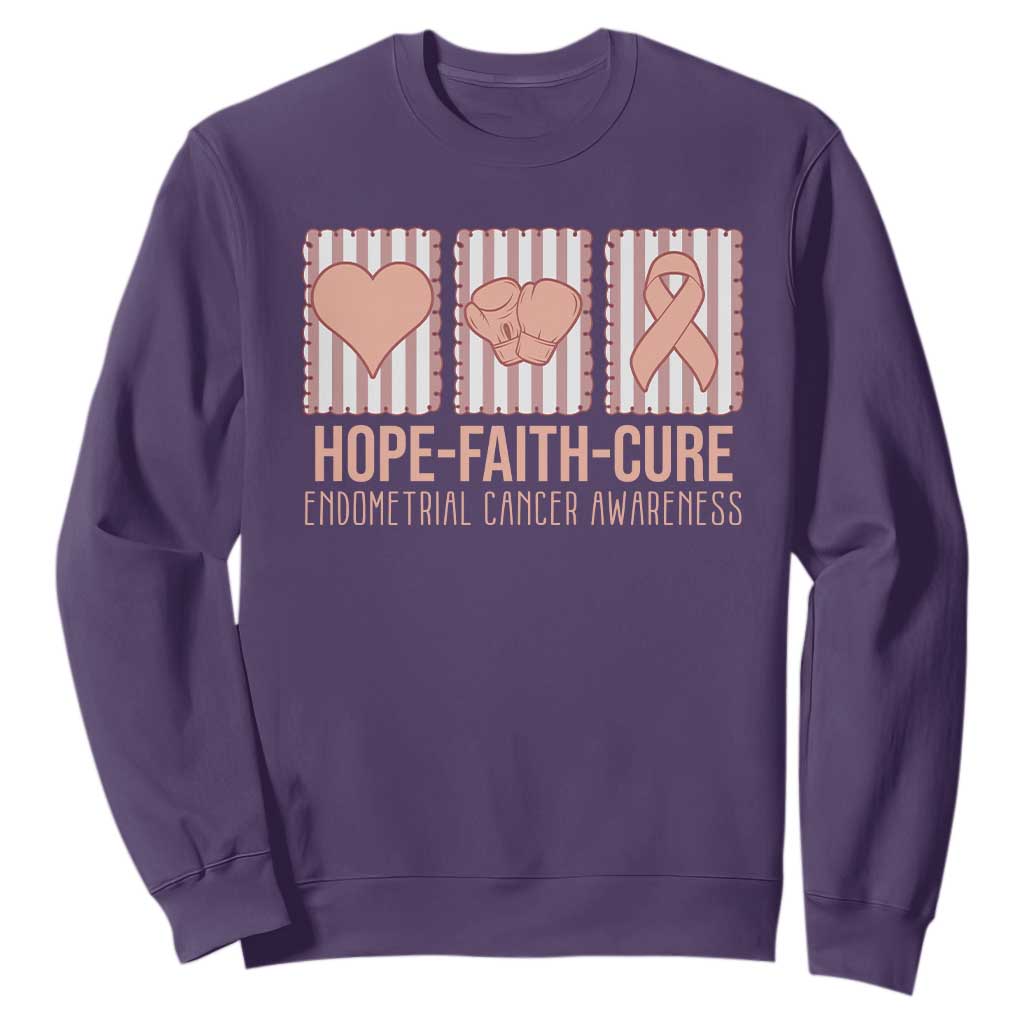 Endometrial Cancer Awareness Sweatshirt Hope Faith Cure Peach Ribbon