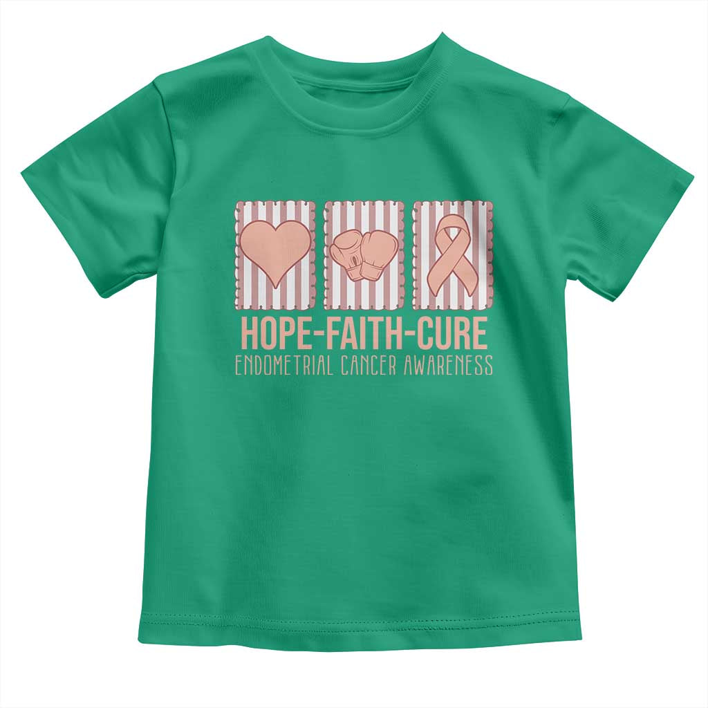 Endometrial Cancer Awareness Toddler T Shirt Hope Faith Cure Peach Ribbon