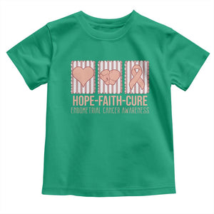 Endometrial Cancer Awareness Toddler T Shirt Hope Faith Cure Peach Ribbon