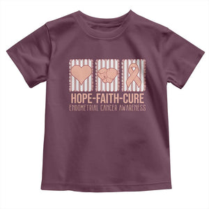 Endometrial Cancer Awareness Toddler T Shirt Hope Faith Cure Peach Ribbon