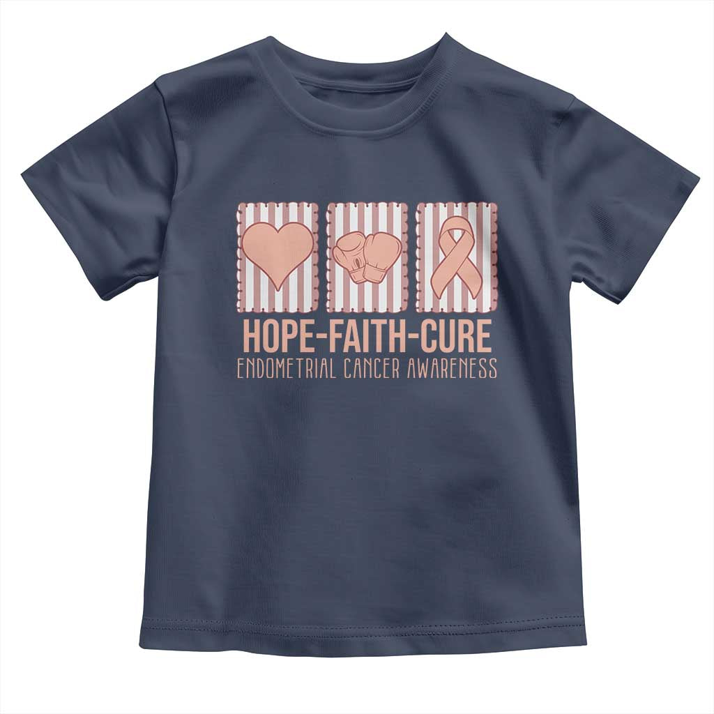 Endometrial Cancer Awareness Toddler T Shirt Hope Faith Cure Peach Ribbon