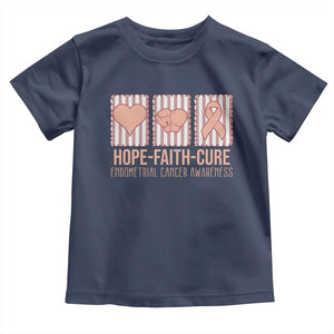 Endometrial Cancer Awareness Toddler T Shirt Hope Faith Cure Peach Ribbon