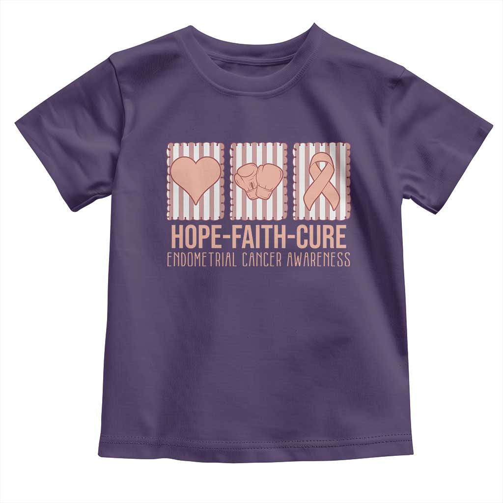 Endometrial Cancer Awareness Toddler T Shirt Hope Faith Cure Peach Ribbon