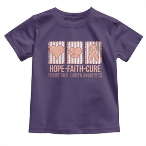 Endometrial Cancer Awareness Toddler T Shirt Hope Faith Cure Peach Ribbon