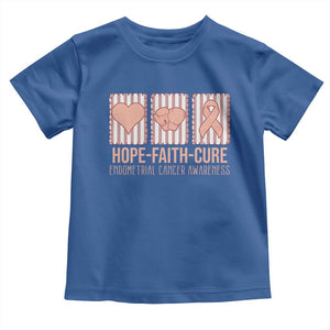 Endometrial Cancer Awareness Toddler T Shirt Hope Faith Cure Peach Ribbon