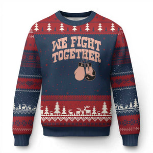 Endometrial Cancer Warrior Ugly Christmas Sweater We Fight Together Boxing Gift